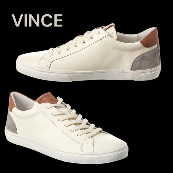 Vince Men’s Parker Leather & Suede Sneaker in the Size 12 - Picture 1 of 15